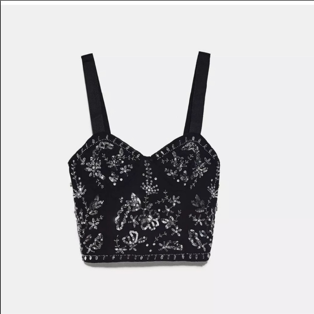 Zara | Jeweled Crop Top NWT